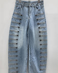 Pantalón Barrel Azul con Botones Napoleon