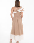 Conjunto Asimétrico con Volantes Beige