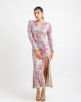 Vestido Largo Rosa Multicolor Lentejuelas