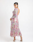 Vestido Largo Rosa Multicolor Lentejuelas