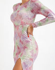 Vestido Largo Rosa Multicolor Lentejuelas