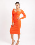 Vestido Largo Punto Naranja