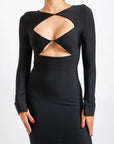 Vestido Manga Larga Negro con Escote