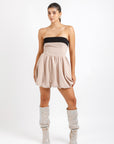 Vestido Beige con Negro Corto