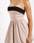 Vestido Beige con Negro Corto