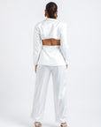 Conjunto blanco con Rosas y Perlas