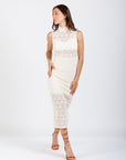 Vestido Midi Blanco Encaje