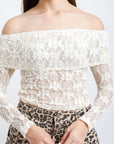 Blusa Beige Manga Larga Encaje