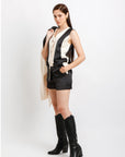 Conjunto Tres Piezas Beige con Negro