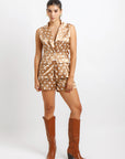 Conjunto Blazer y Short Cafe con Lunares