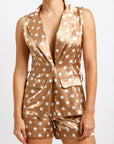 Conjunto Blazer y Short Cafe con Lunares