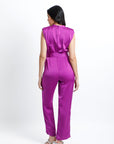 Palazzo Satinado Fucsia con Cinturón