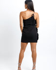 Vestido Negro con Apliques de Flores