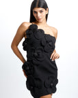 Vestido Negro con Apliques de Flores
