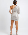 Vestido Corto Lentejuela Plata