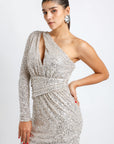 Vestido Corto Lentejuela Plata