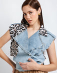 Blusa Mezclilla con Animal Print