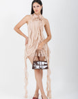 Vestido Corto Lazos beige