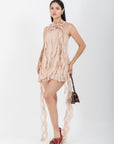 Vestido Corto Lazos beige