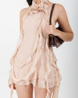 Vestido Corto Lazos beige