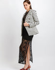 Blazer Punto Rayas Blanco con Negro