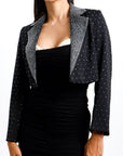 Blazer Corto con Detalles de Brillos