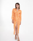 Vestido Midi Camisero Naranja