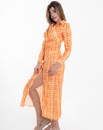 Vestido Midi Camisero Naranja