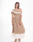 Conjunto Asimétrico con Volantes Beige