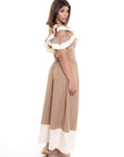 Conjunto Asimétrico con Volantes Beige