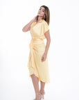 Vestido Midi Satinado Amarillo