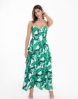 Vestido Largo Estampado Tropical Verde
