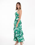 Vestido Largo Estampado Tropical Verde