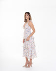 Vestido Midi Floral con Volantes