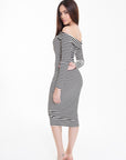 Vestido Midi de Rayas Blanco y Negro