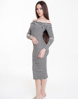 Vestido Midi de Rayas Blanco y Negro