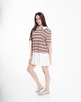 Vestido Corto Tipo Polo a Rayas Cafe