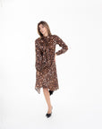 Vestido Camisero Midi Animal Print Cafe