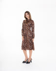 Vestido Camisero Midi Animal Print Cafe