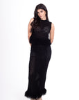 Conjunto Tejido Negro con Flecos