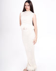 Conjunto Tejido Beige con Flecos