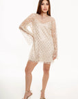 Vestido Corto Anastasia Champagne con Brillos