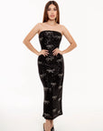 Vestido Midi Scarlett Negro con Lentejuelas y Pedrería
