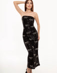 Vestido Midi Scarlett Negro con Lentejuelas y Pedrería