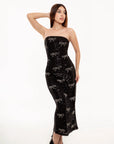 Vestido Midi Scarlett Negro con Lentejuelas y Pedrería