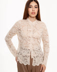 Blusa Nude de Encaje Floral