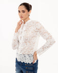 Blusa Amélie Blanca de Encaje Floral