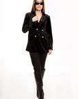 Blazer Victoria Negro de Terciopelo con Botones Dorados