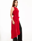 Maxiblusa Valeria Roja Asimétrica con Plisado