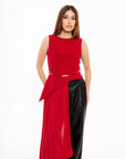 Maxiblusa Valeria Roja Asimétrica con Plisado
